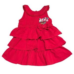 Mayoral • Floral Appliqué Ribbon Tiered Dress - 12 Mos